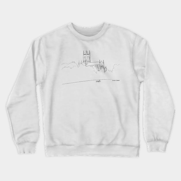 Worcester Cathedral Sketch on the River Severn, Worcestershire Crewneck Sweatshirt by stuartjsharples